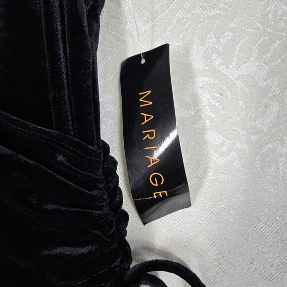 Mariage Velvet Dress sz 14 Black Sleeveless Surplice Neckline Evening Formal - Picture 8 of 14